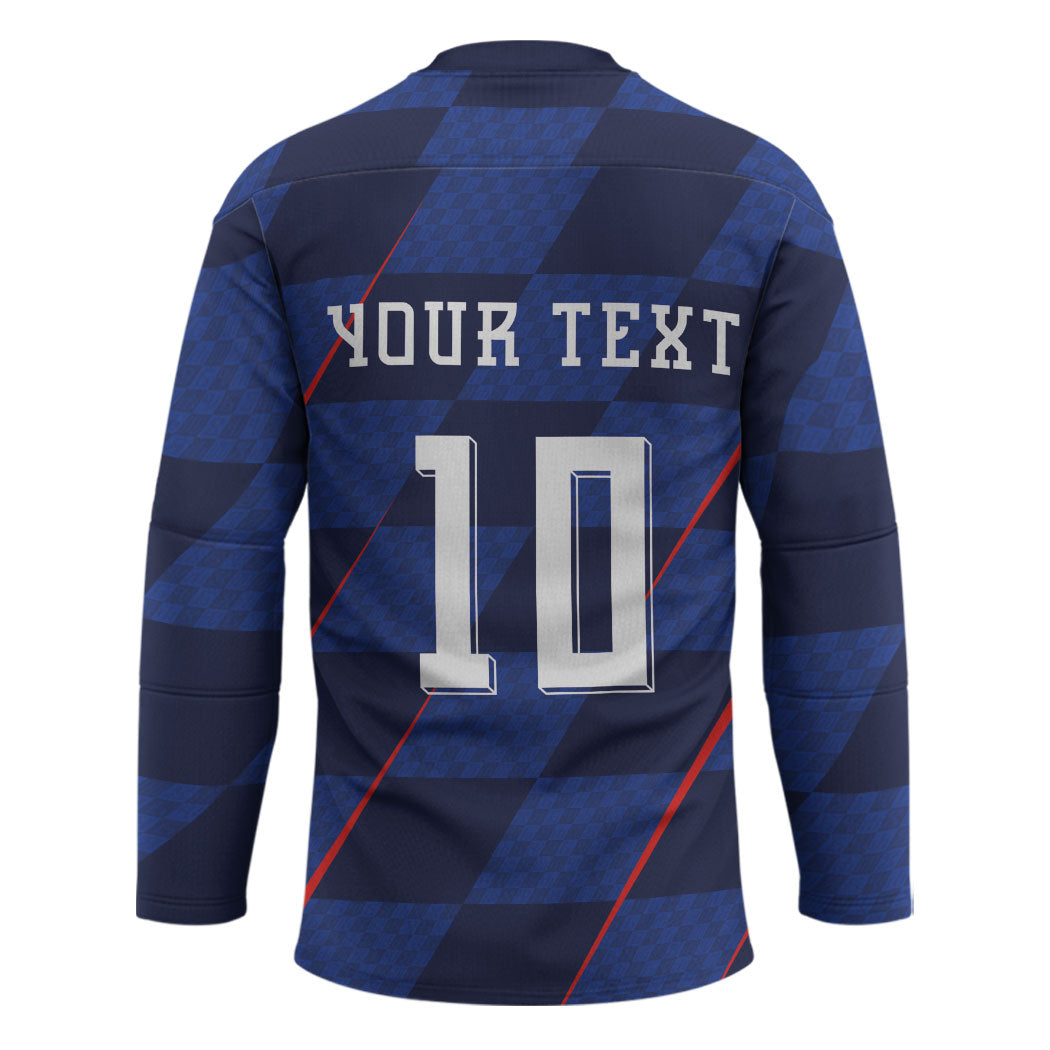 Croatia Football Custom Hockey Jersey Glagolitic Script Checkerboard Sporty Style Away Color