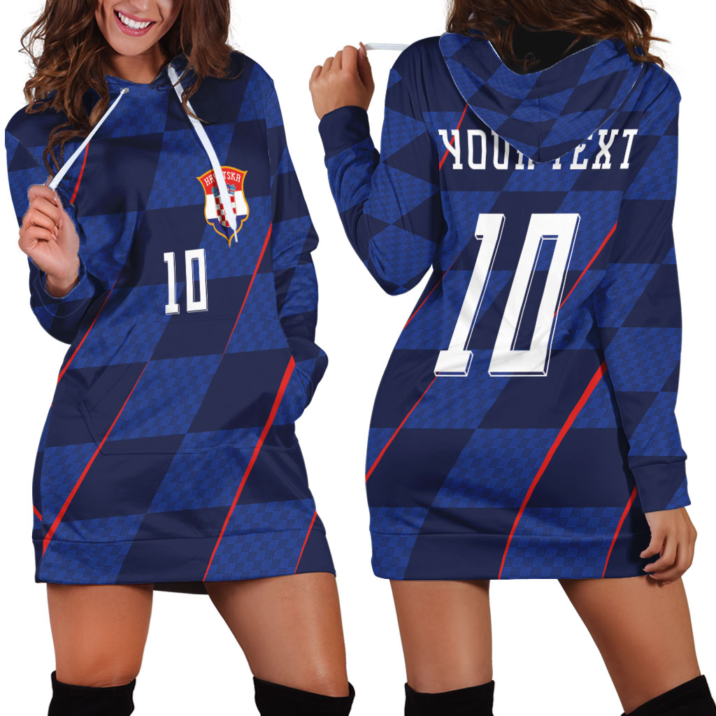 Croatia Football Custom Hoodie Dress Glagolitic Script Checkerboard Sporty Style Away Color