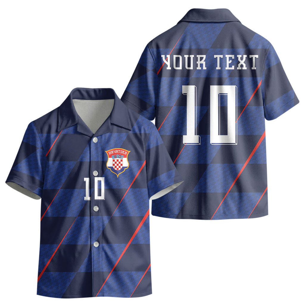 Croatia Football Custom Kid Hawaiian Shirt Glagolitic Script Checkerboard Sporty Style Away Color LT03