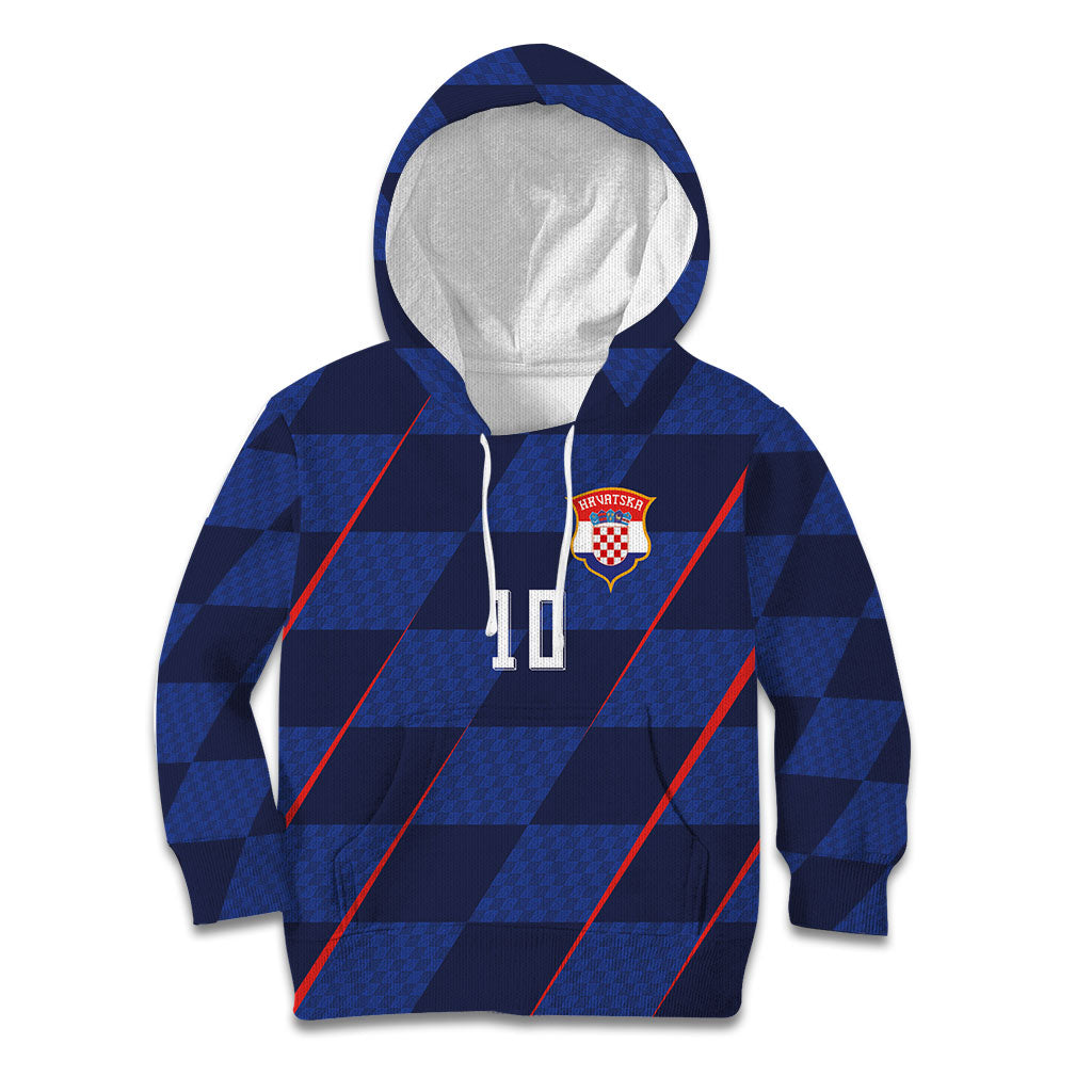 Croatia Football Custom Kid Hoodie Glagolitic Script Checkerboard Sporty Style Away Color