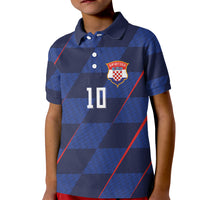 Croatia Football Custom Kid Polo Shirt Glagolitic Script Checkerboard Sporty Style Away Color