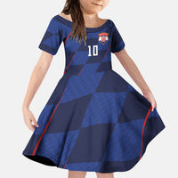 Croatia Football Custom Kid Short Sleeve Dress Glagolitic Script Checkerboard Sporty Style Away Color
