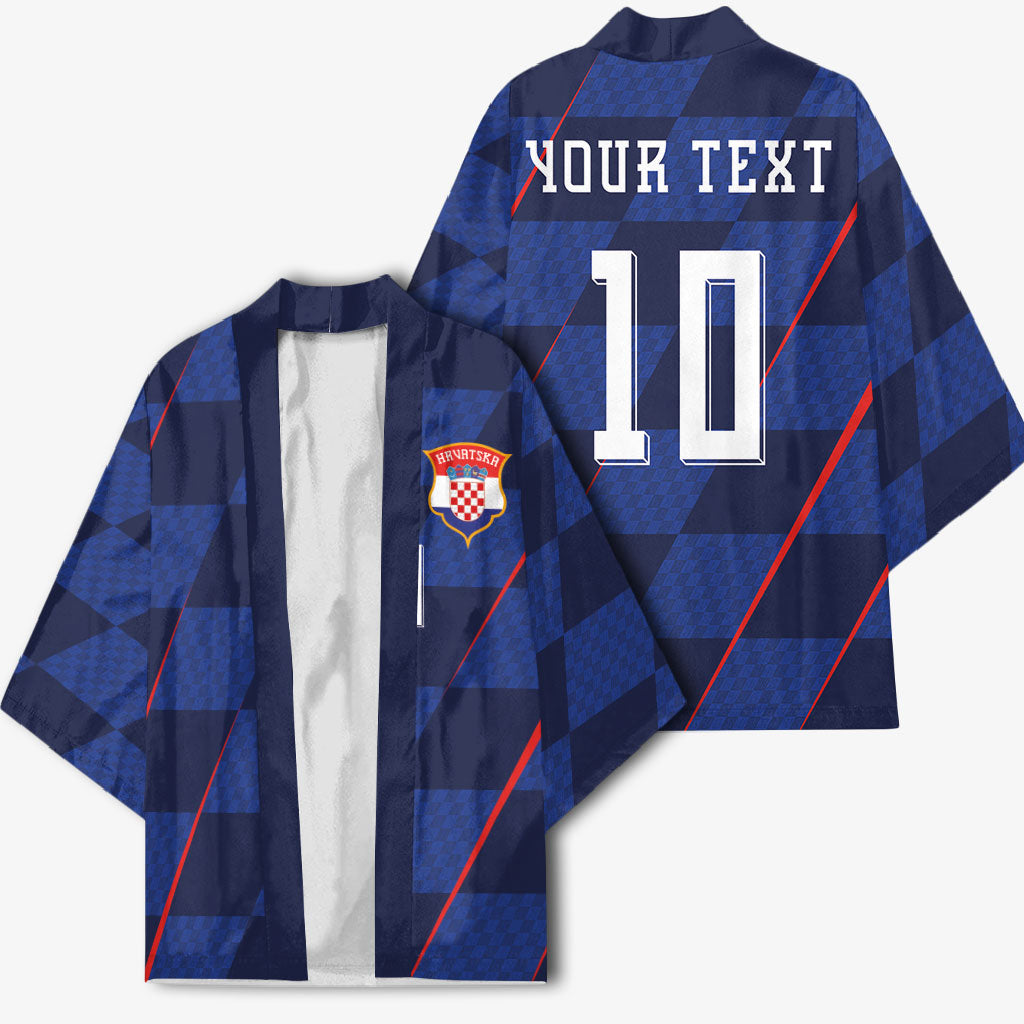 Croatia Football Custom Kimono Glagolitic Script Checkerboard Sporty Style Away Color