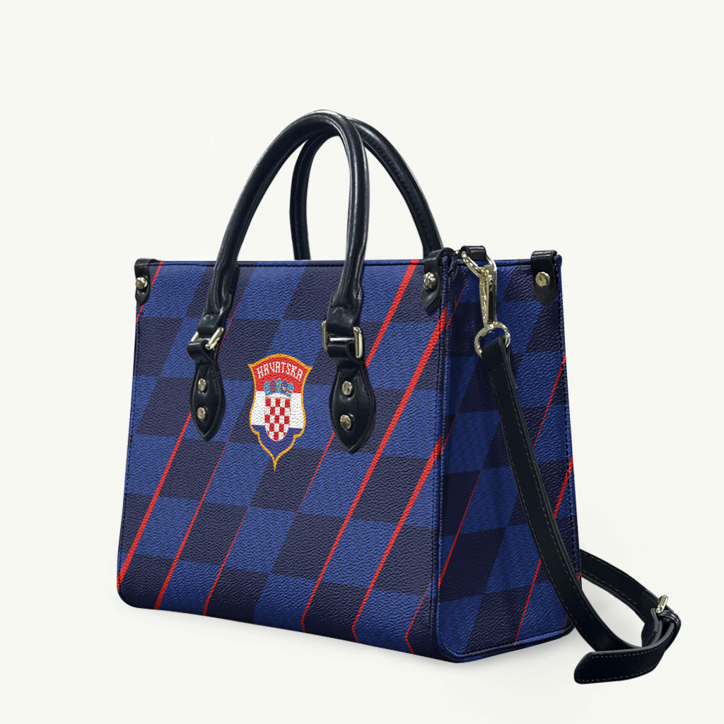 Croatia Football Leather Bag Glagolitic Script Checkerboard Sporty Style Away Color