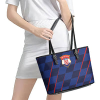 Croatia Football Leather Tote Bag Glagolitic Script Checkerboard Sporty Style Away Color