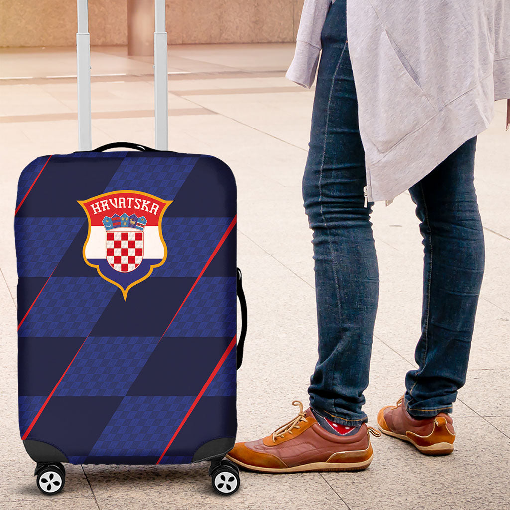 Croatia Football Luggage Cover Glagolitic Script Checkerboard Sporty Style Away Color