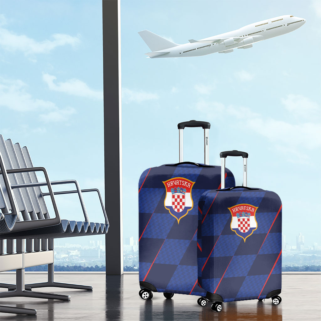 Croatia Football Luggage Cover Glagolitic Script Checkerboard Sporty Style Away Color