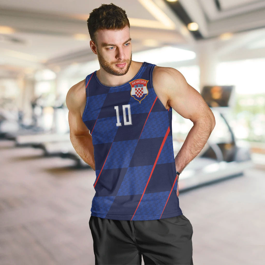 Croatia Football Custom Men Tank Top Glagolitic Script Checkerboard Sporty Style Away Color