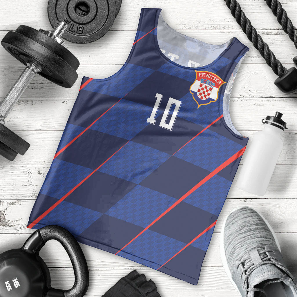Croatia Football Custom Men Tank Top Glagolitic Script Checkerboard Sporty Style Away Color