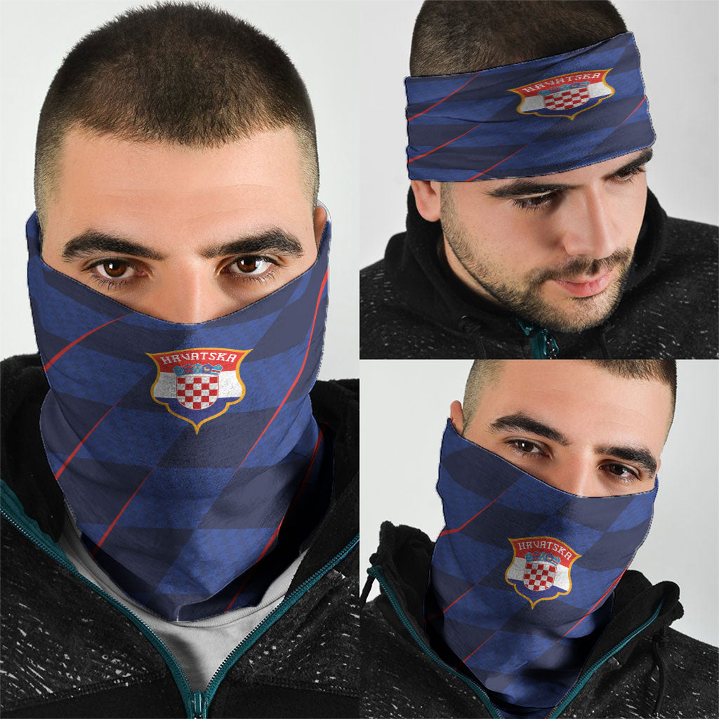 Croatia Football Neck Gaiter Glagolitic Script Checkerboard Sporty Style Away Color