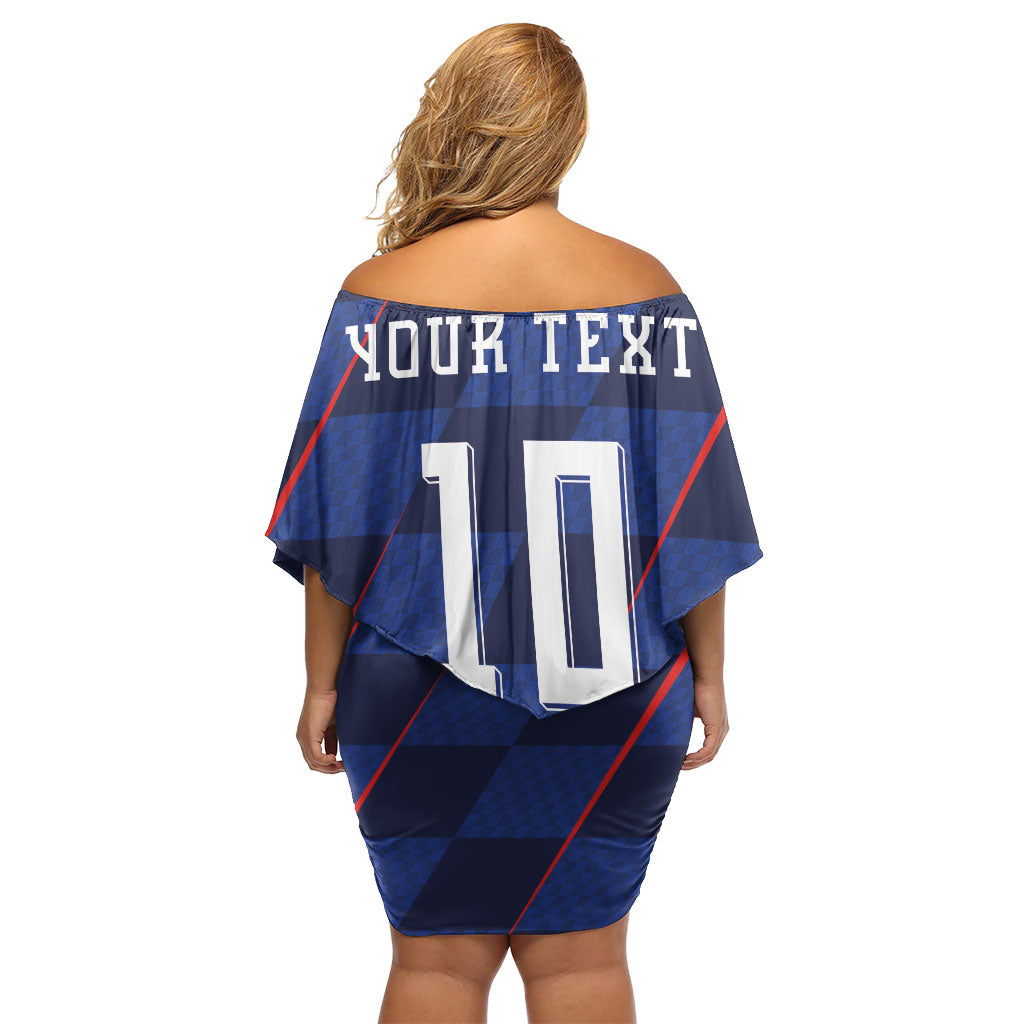 Croatia Football Custom Off Shoulder Short Dress Glagolitic Script Checkerboard Sporty Style Away Color