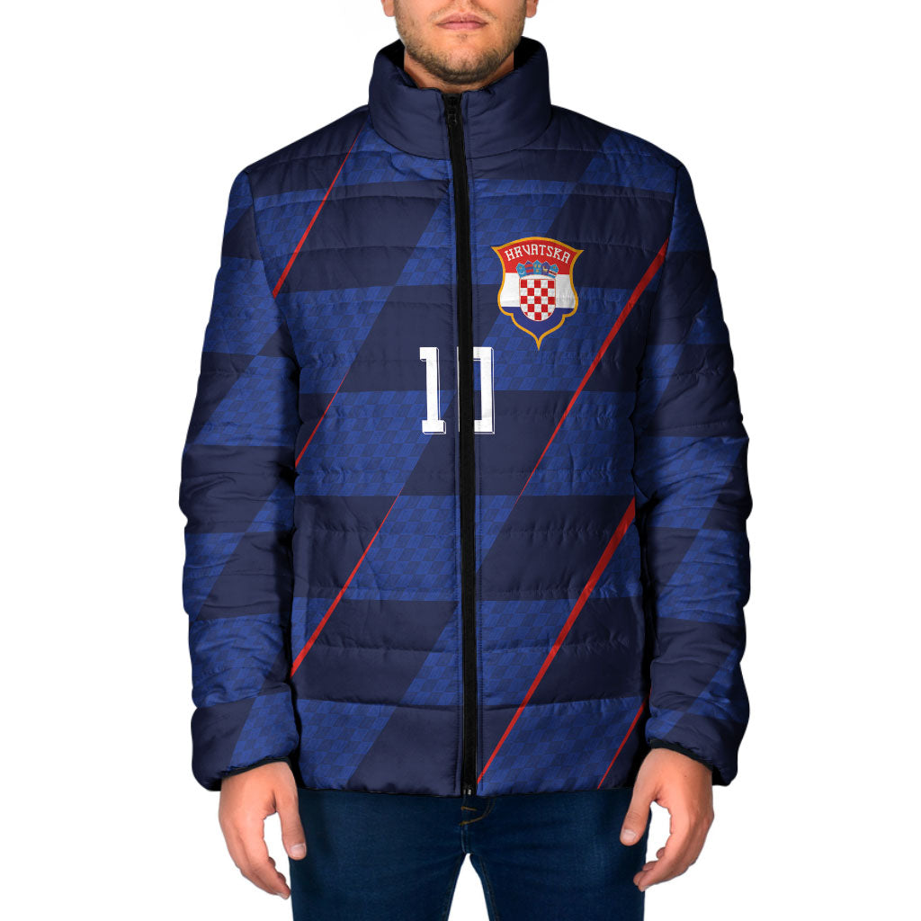 Croatia Football Custom Padded Jacket Glagolitic Script Checkerboard Sporty Style Away Color