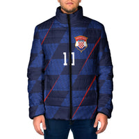 Croatia Football Custom Padded Jacket Glagolitic Script Checkerboard Sporty Style Away Color