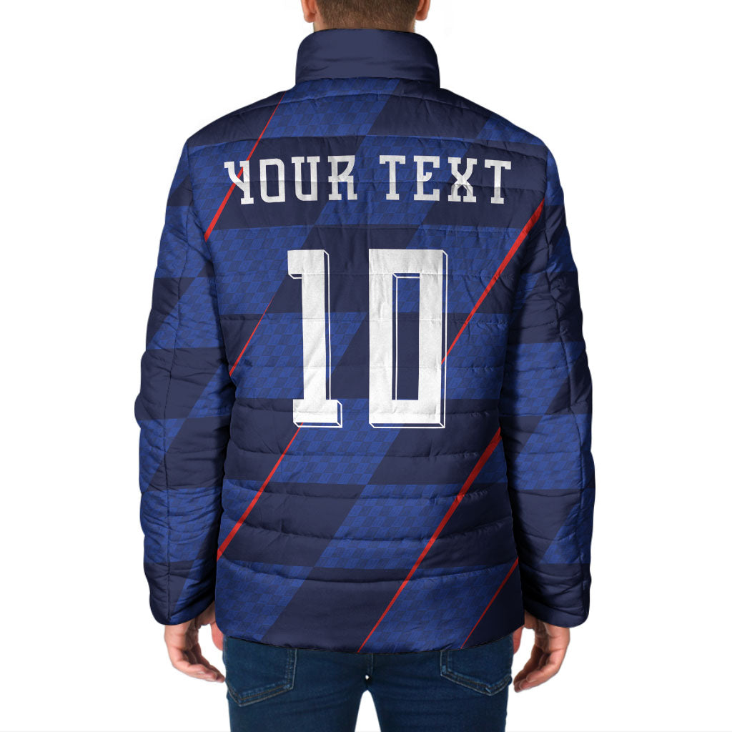 Croatia Football Custom Padded Jacket Glagolitic Script Checkerboard Sporty Style Away Color
