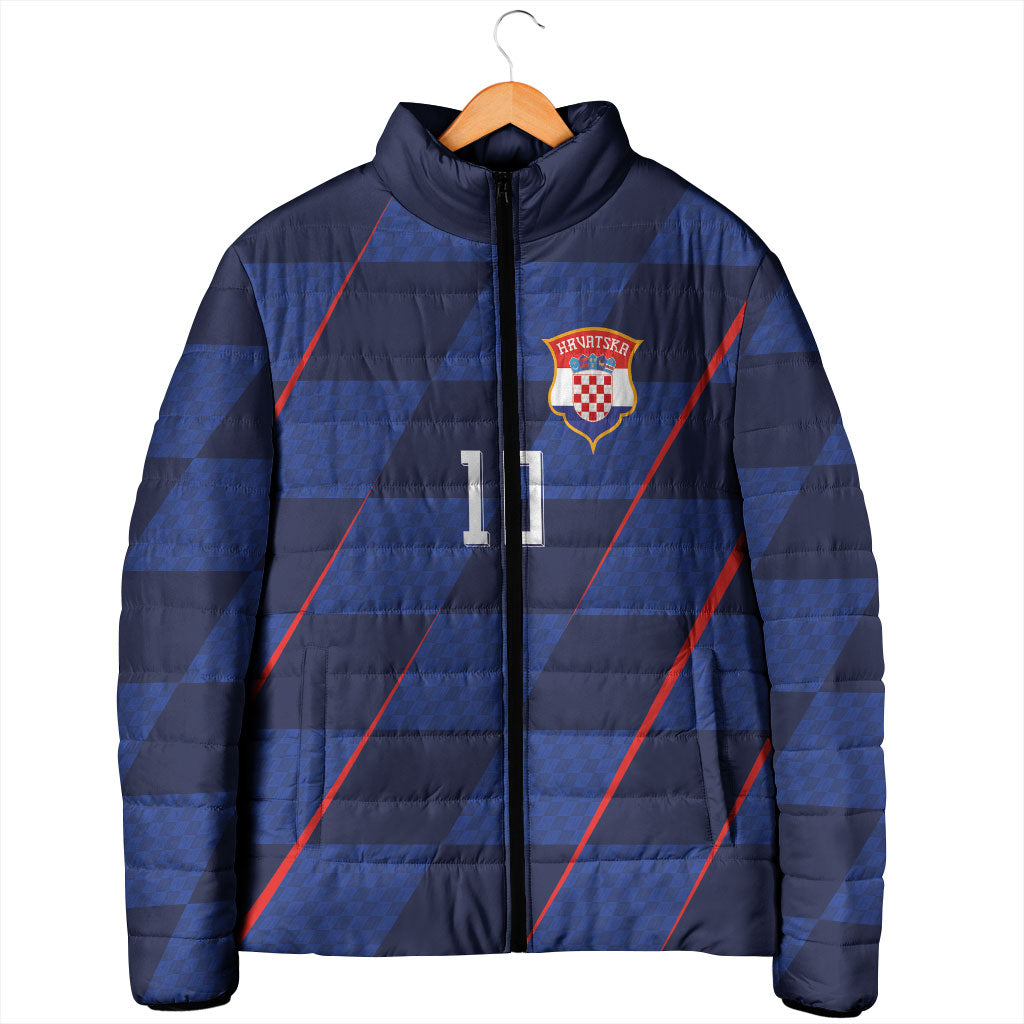 Croatia Football Custom Padded Jacket Glagolitic Script Checkerboard Sporty Style Away Color