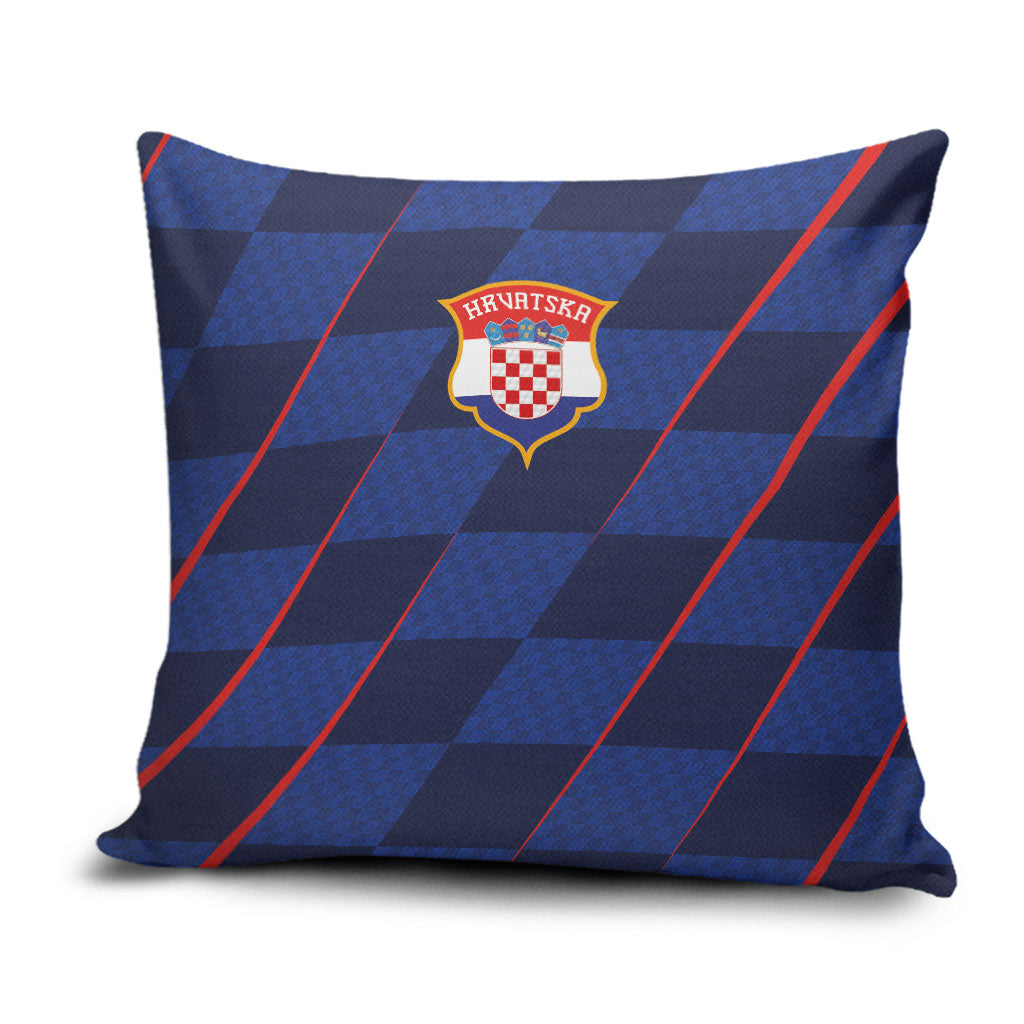 Croatia Football Pillow Cover Glagolitic Script Checkerboard Sporty Style Away Color
