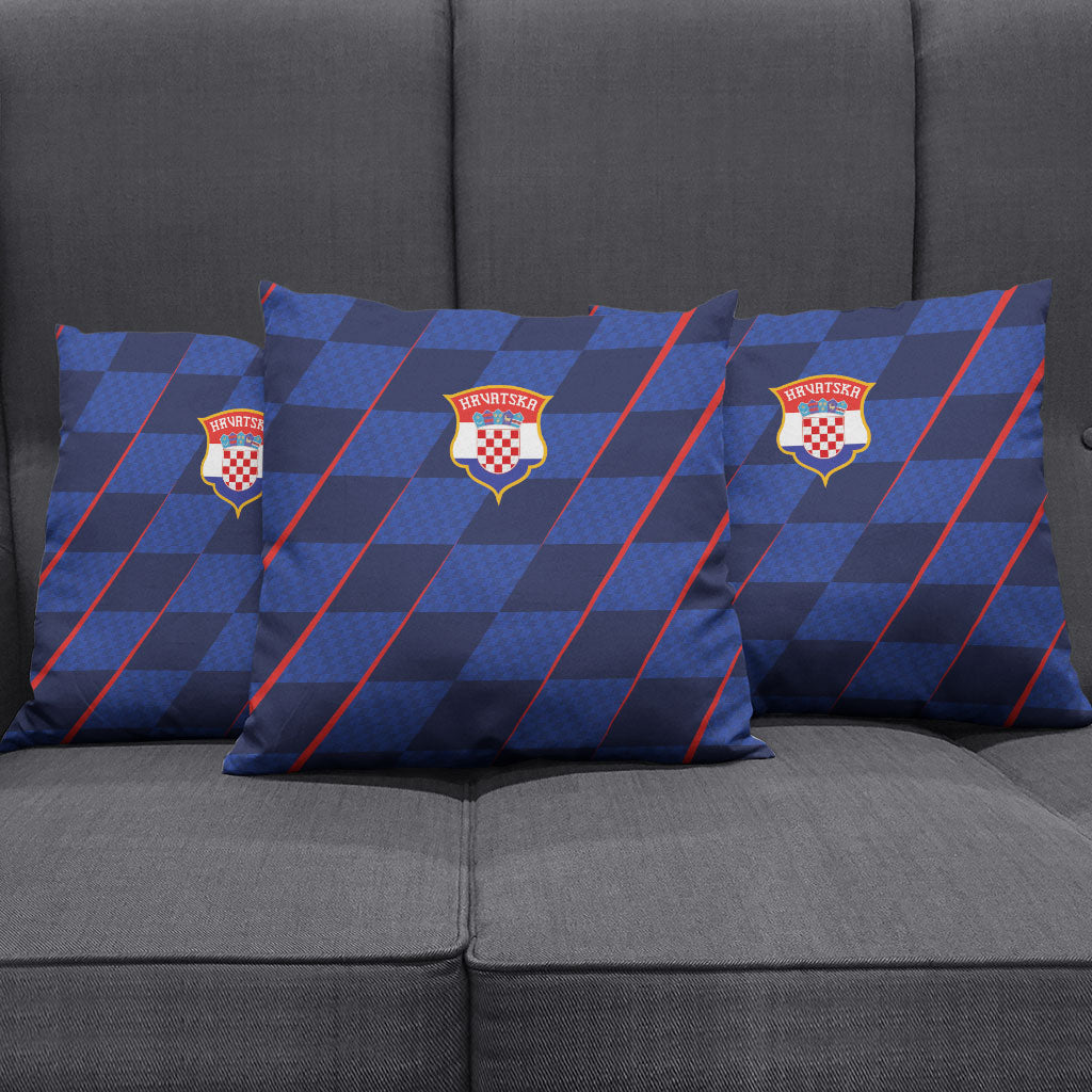 Croatia Football Pillow Cover Glagolitic Script Checkerboard Sporty Style Away Color