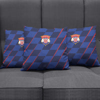 Croatia Football Pillow Cover Glagolitic Script Checkerboard Sporty Style Away Color