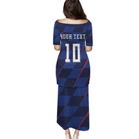 Croatia Football Custom Puletasi Glagolitic Script Checkerboard Sporty Style Away Color