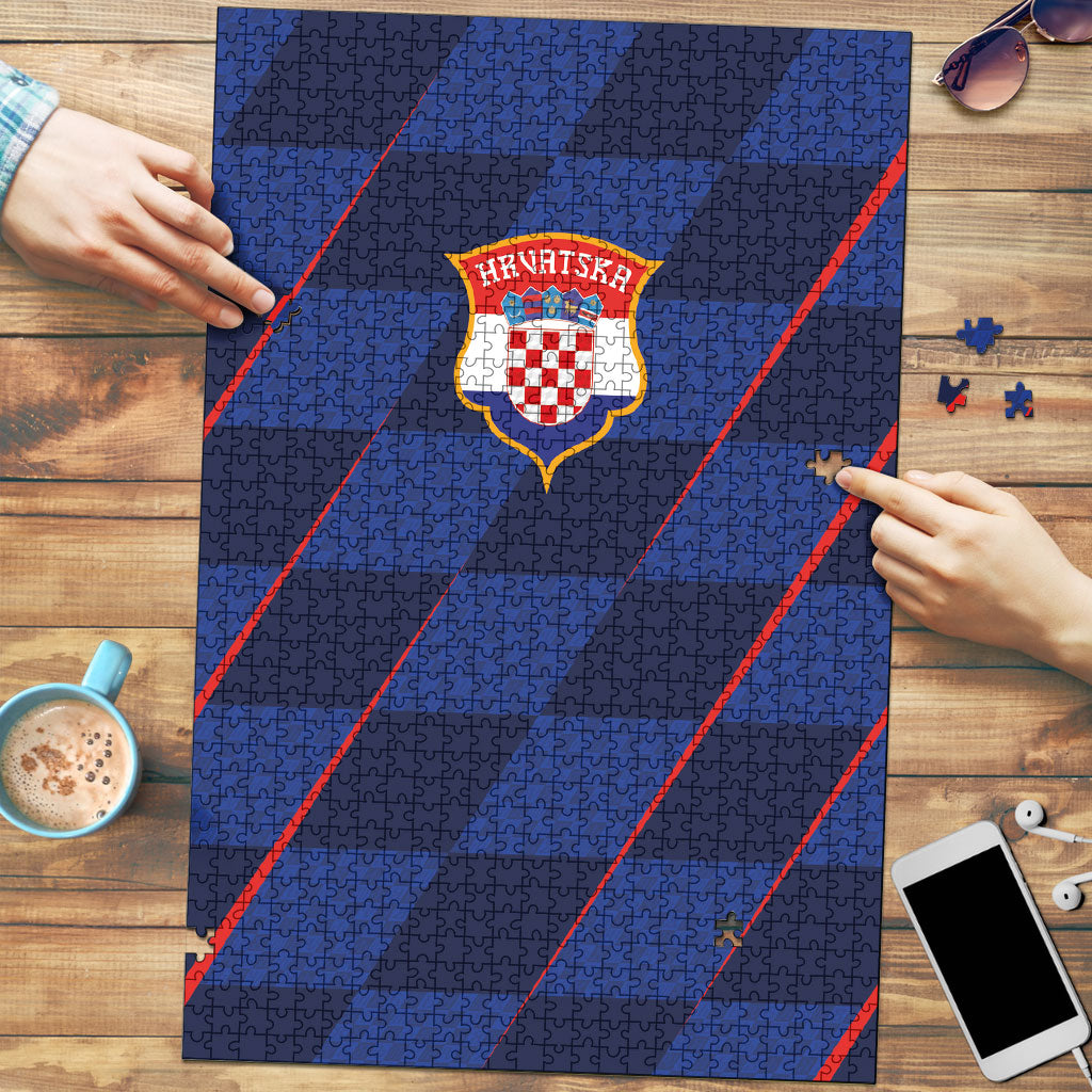 Croatia Football Puzzle Glagolitic Script Checkerboard Sporty Style Away Color