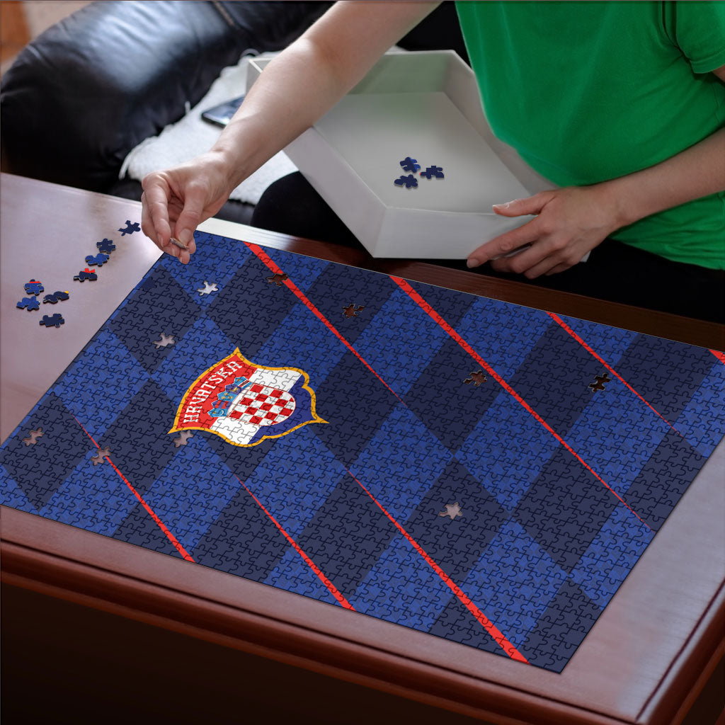 Croatia Football Puzzle Glagolitic Script Checkerboard Sporty Style Away Color