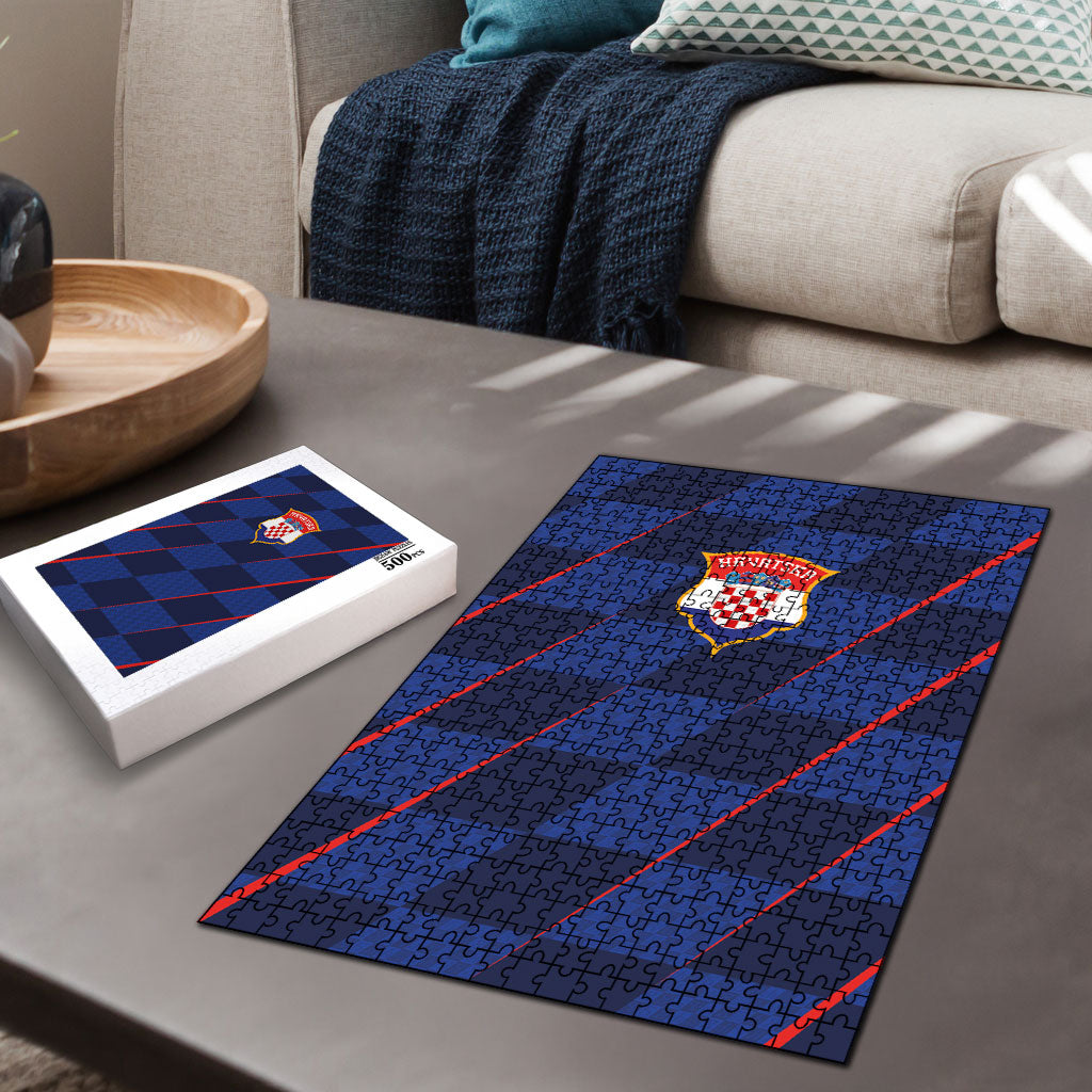 Croatia Football Puzzle Glagolitic Script Checkerboard Sporty Style Away Color