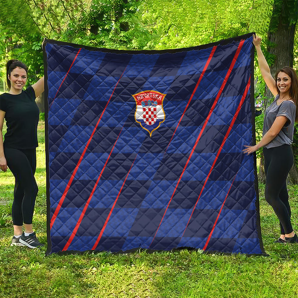 Croatia Football Quilt Glagolitic Script Checkerboard Sporty Style Away Color