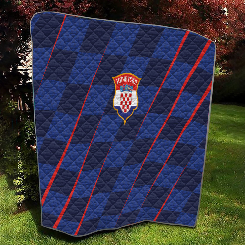 Croatia Football Quilt Glagolitic Script Checkerboard Sporty Style Away Color