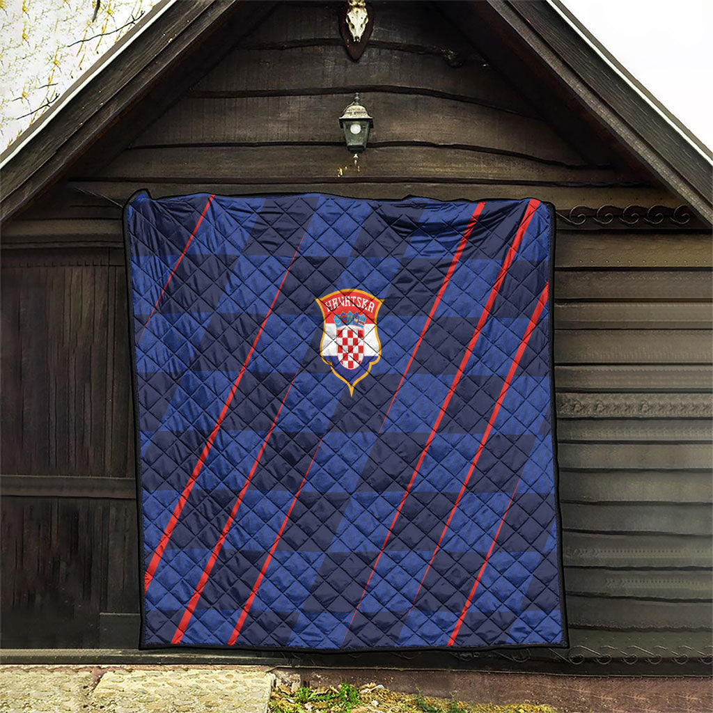 Croatia Football Quilt Glagolitic Script Checkerboard Sporty Style Away Color