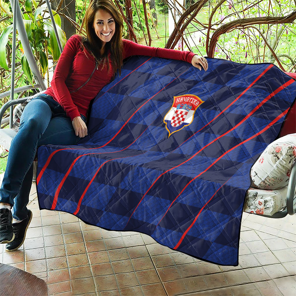 Croatia Football Quilt Glagolitic Script Checkerboard Sporty Style Away Color