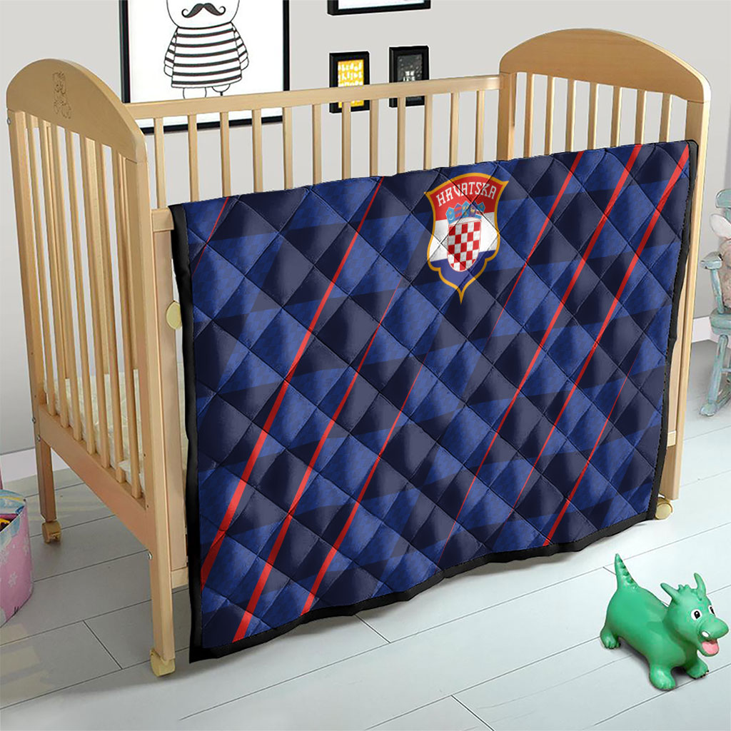 Croatia Football Quilt Glagolitic Script Checkerboard Sporty Style Away Color