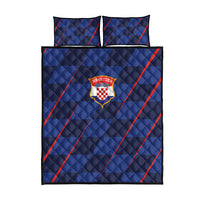 Croatia Football Quilt Bed Set Glagolitic Script Checkerboard Sporty Style Away Color