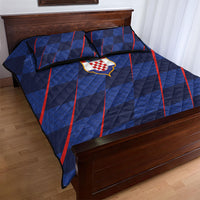 Croatia Football Quilt Bed Set Glagolitic Script Checkerboard Sporty Style Away Color