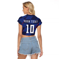 Croatia Football Custom Raglan Cropped T Shirt Glagolitic Script Checkerboard Sporty Style Away Color