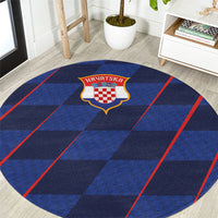 Croatia Football Round Carpet Glagolitic Script Checkerboard Sporty Style Away Color