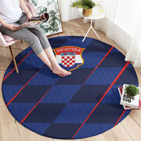 Croatia Football Round Carpet Glagolitic Script Checkerboard Sporty Style Away Color