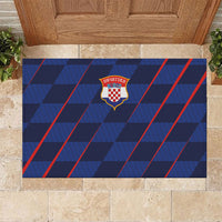 Croatia Football Rubber Doormat Glagolitic Script Checkerboard Sporty Style Away Color