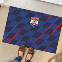 Croatia Football Rubber Doormat Glagolitic Script Checkerboard Sporty Style Away Color