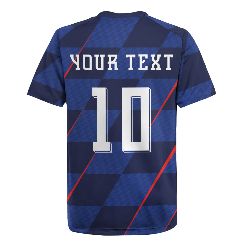 Croatia Football Custom Rugby Jersey Glagolitic Script Checkerboard Sporty Style Away Color