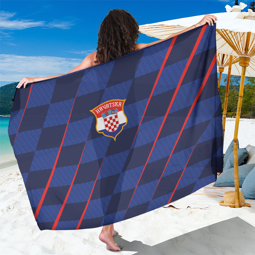 Croatia Football Sarong Glagolitic Script Checkerboard Sporty Style Away Color