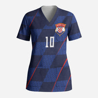 Croatia Football Custom Scrub Top Glagolitic Script Checkerboard Sporty Style Away Color