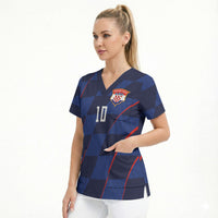 Croatia Football Custom Scrub Top Glagolitic Script Checkerboard Sporty Style Away Color