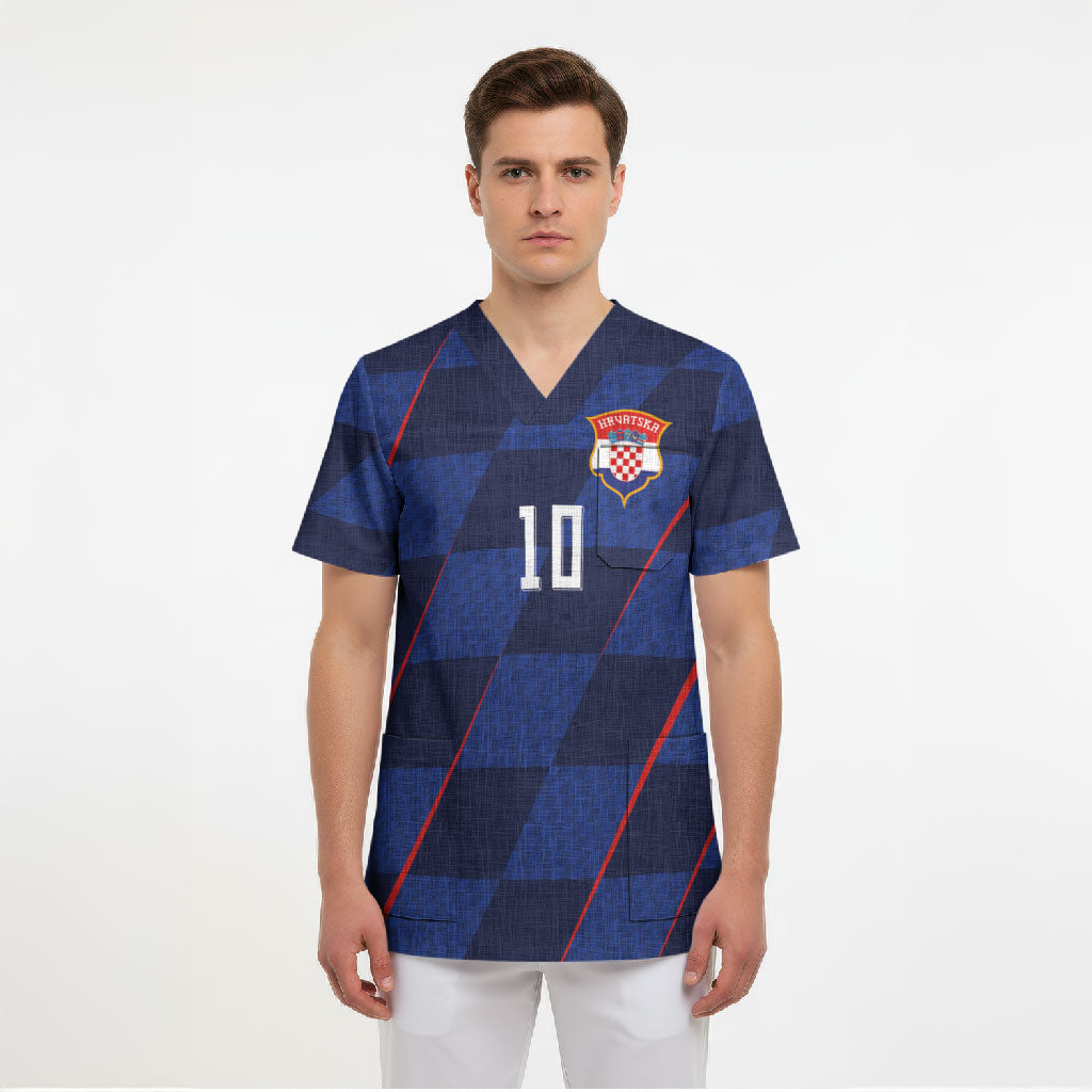 Croatia Football Custom Scrub Top Glagolitic Script Checkerboard Sporty Style Away Color