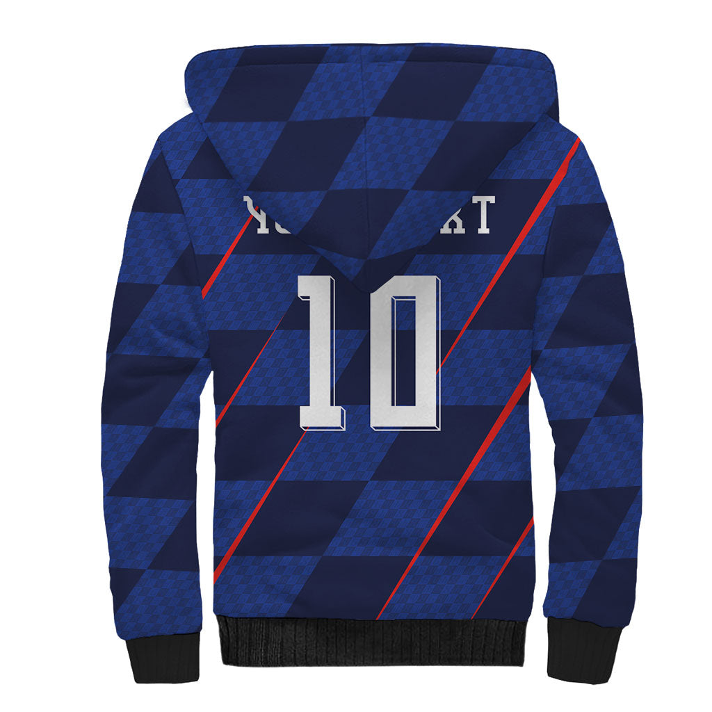 Croatia Football Custom Sherpa Hoodie Glagolitic Script Checkerboard Sporty Style Away Color