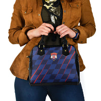 Croatia Football Shoulder Handbag Glagolitic Script Checkerboard Sporty Style Away Color