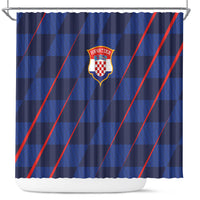 Croatia Football Shower Curtain Glagolitic Script Checkerboard Sporty Style Away Color