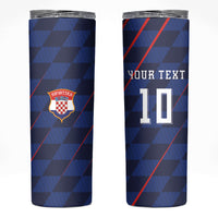 Croatia Football Custom Skinny Tumbler Glagolitic Script Checkerboard Sporty Style Away Color