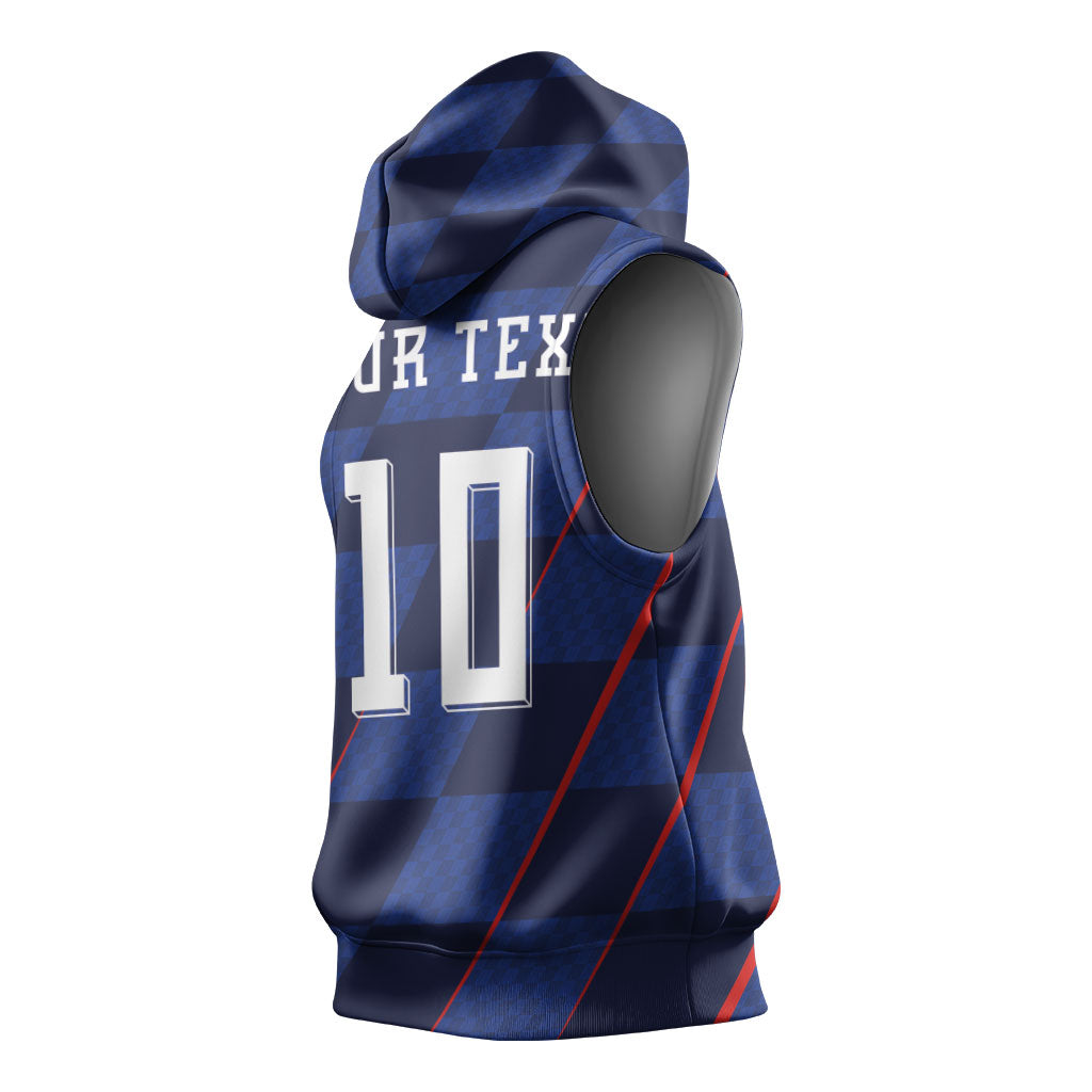 Croatia Football Custom Sleeveless Hoodie Glagolitic Script Checkerboard Sporty Style Away Color