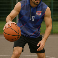 Croatia Football Custom Sleeveless Hoodie Glagolitic Script Checkerboard Sporty Style Away Color