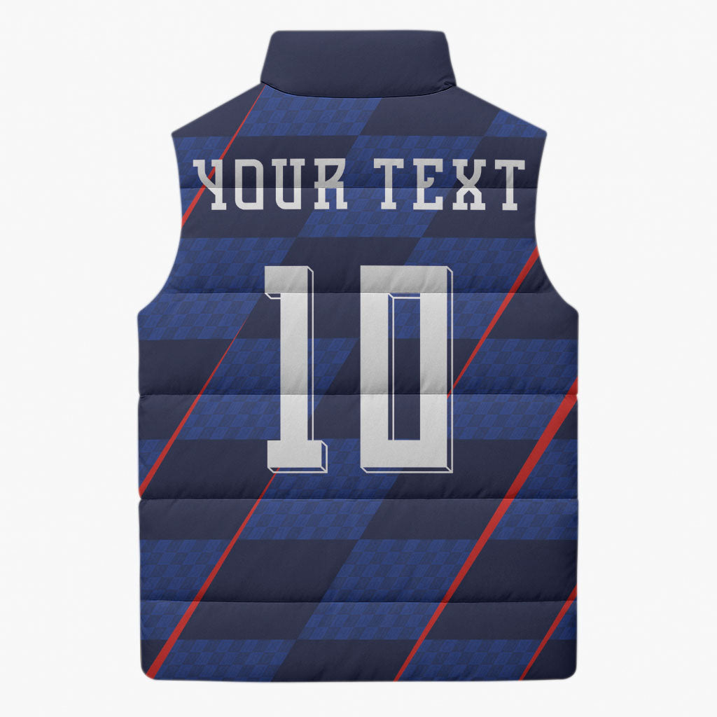 Croatia Football Custom Sleeveless Puffer Jacket Glagolitic Script Checkerboard Sporty Style Away Color